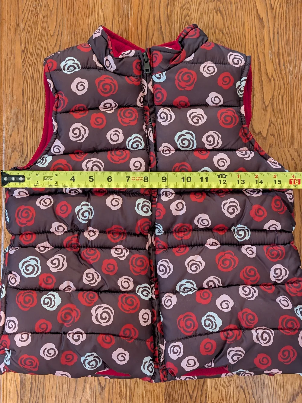 Gymboree Girls Sweet Treats Brown Floral Rose Patterned Fleece Lined Puffer Vest